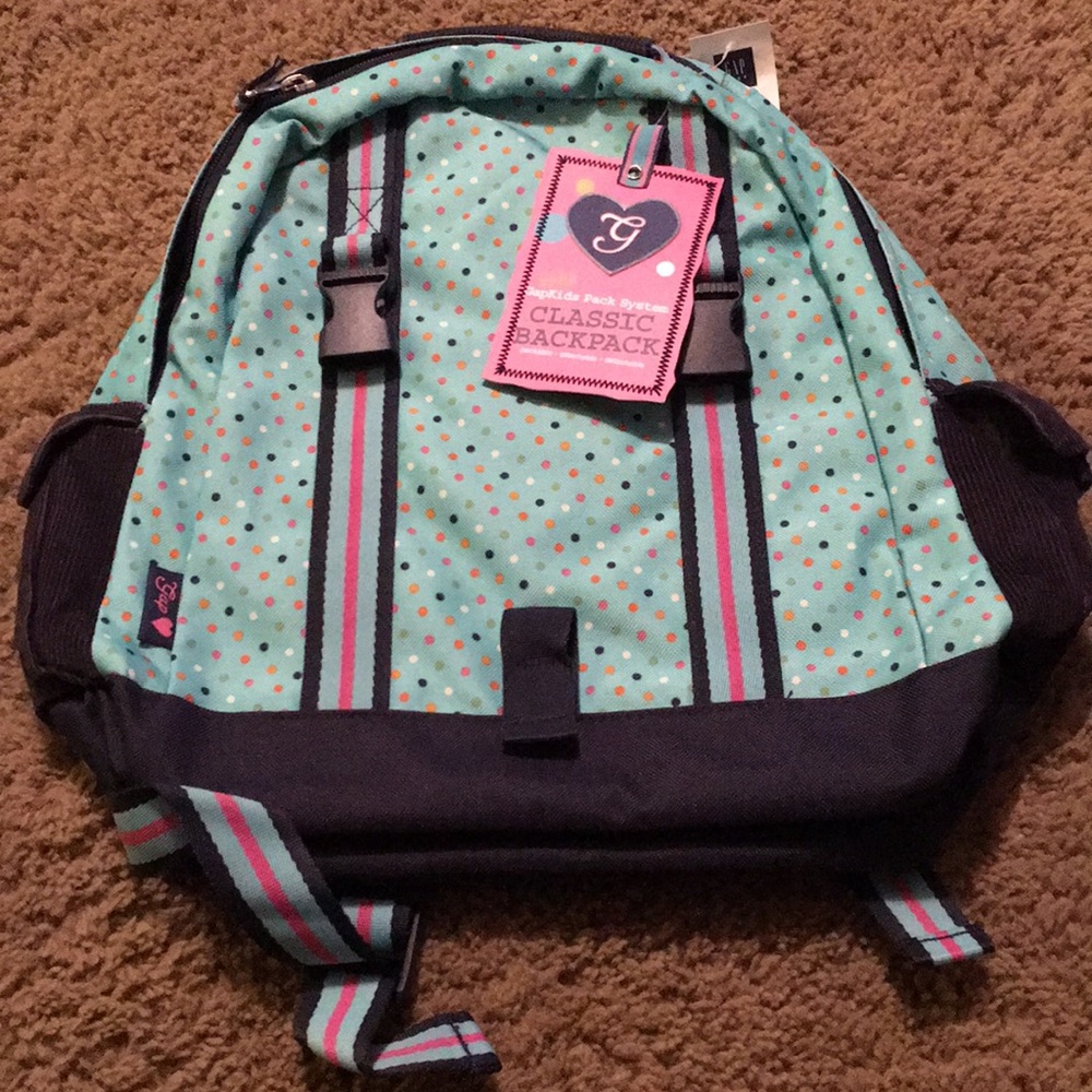 NWTs Vintage Gap Classic aqua polka dot backpack